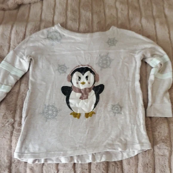 Kids Penguin Graphic Long Sleeve Shirt - Picture 1 of 7